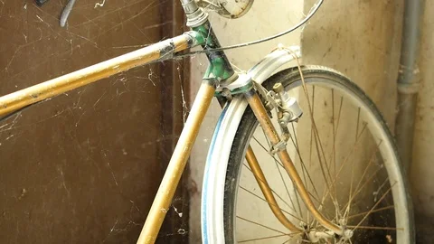 Old retro dusty bicycle frame Stock Footage 88828630