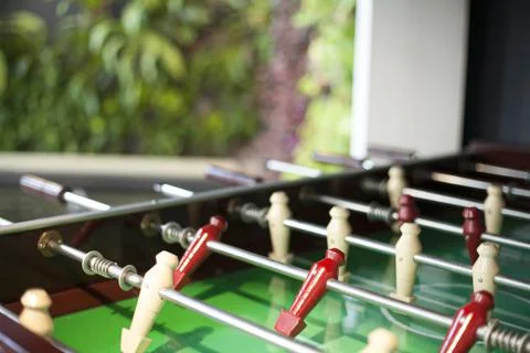 Old retro figures for playing table football. Fotos Stock