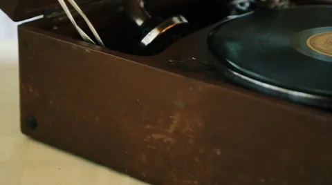 Old retro gramophone close up Stock Footage 54056253