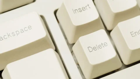 Old retro keyboard close-up. Computer buttons top view. Stock Footage 205902528