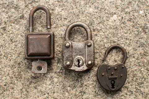 Old retro padlocks Stock Photos
