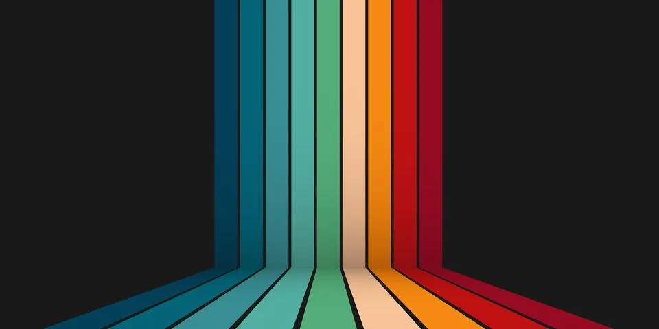 Old retro perspective lines background. Groovy vavy line vector illustratio.. Illustrazione stock