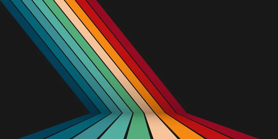 Old retro perspective lines background. Groovy vavy line vector illustratio.. Illustrazione stock