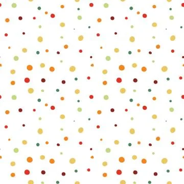 Old retro polka dot vector seamless pattern. Cute hand-drawn brown green yell Stock Illustration