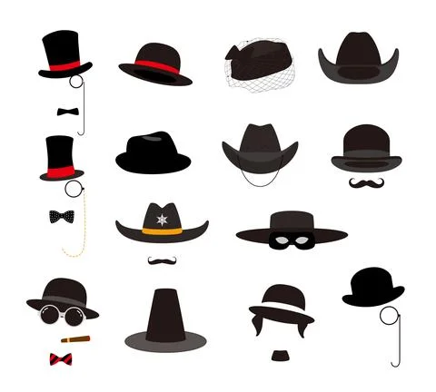Old retro style hat set, vector illustration Stock-Illustration