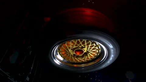 Old retro stylish collapsible two-component wheels Stock Footage 319984727