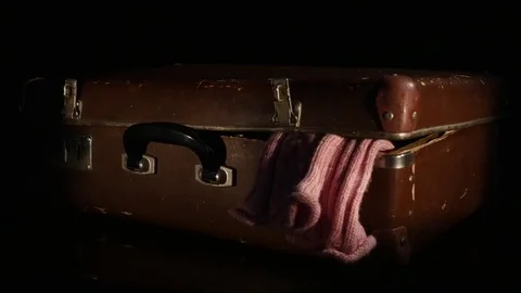 Old, retro suitcase rotate isolated on a white background Stock Footage 75667442