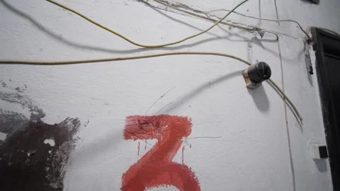 Old Retro On-Off Switch And Wires On The Wall Stock Footage 271628500