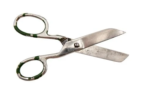 Old retro tailor's scissors on a white background. Scissors for the work of.. Stock Photos