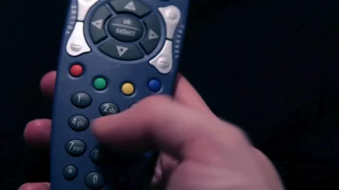 Old retro television remote control. close-up of man's hand holding remote .. Stock Footage 257875081