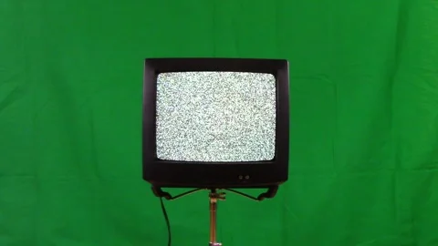 Old Retro Television Static Noise on Stand Green Screen Video Effect Video stock 265148896