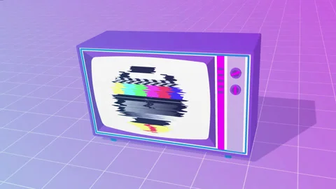 Old retro tv 3d loop animation. vaporwave Aesthetic style. no signal on screen Stock Footage 163172173