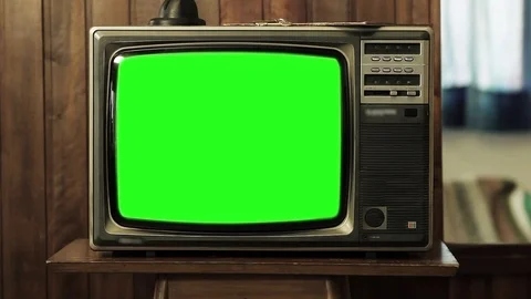 Old Retro TV Green Screen. Zoom In. Stock Footage