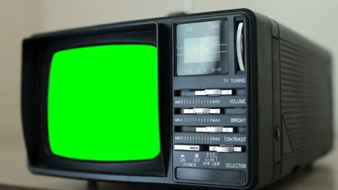 Old Retro TV with Green Screen Video stock 114411259