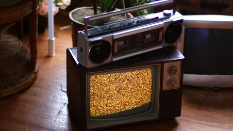 Old Retro TV Playing Static 1970s Vibe Stock Footage 242294923