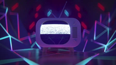 Old retro TV with static noise 3D render animation Stock Footage 321690577