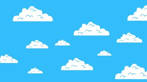 Old Retro Video Game Arcade Clouds Moving on a Blue Sky Stock Footage