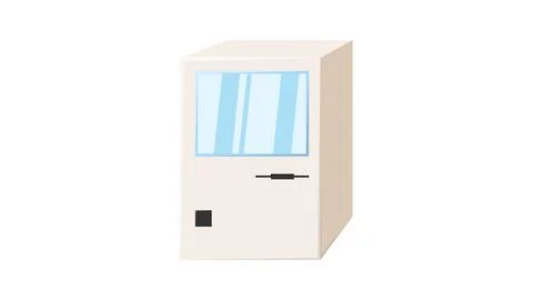 Old retro vintage isometry  computer, pc with monitor and keyboard from 70s.. Stock Illustration