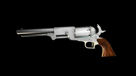 Old Revolver with Alpha Stock Footage 27734113