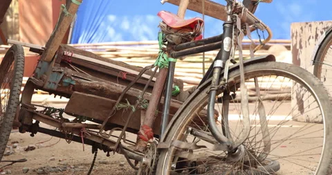 Old Rickshaw parking on the road Stock Footage 324037271