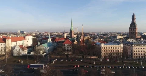 Old Riga Aerial View in Historical Capital of Latvia Stock Footage 84048680