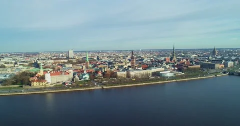 Old Riga panoramic view. Latvija. EU. Stock Footage 203879891