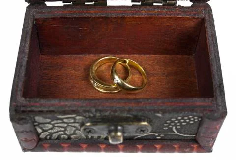 Old ring in ancient treasure chest Stock Photos