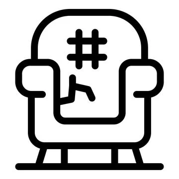 Old ripped armchair with patch standing on floor Stock Illustration