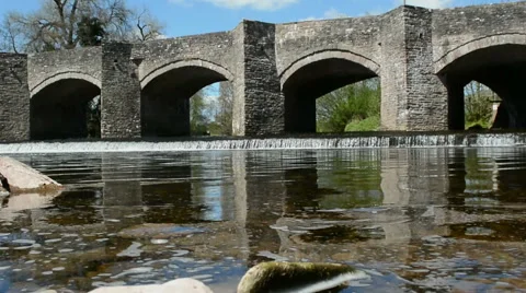 Old River Bridge - Crickhowell Stock Footage 50067418