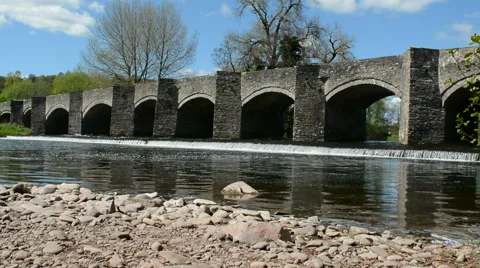 Old River Bridge - Crickhowell Stock Footage 50067580