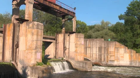 Old river dam Stock Footage 39982781