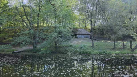 Old river mill. Suns rays. Sunset. Stock Footage 163090514