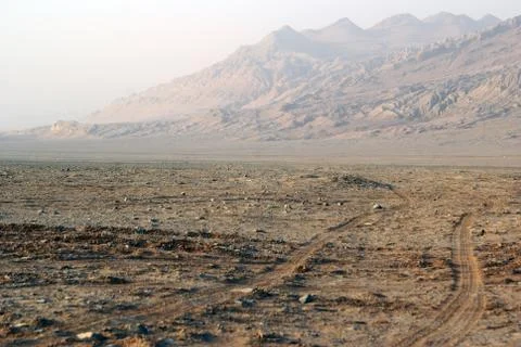 Old road in desert, west china Stock Photos