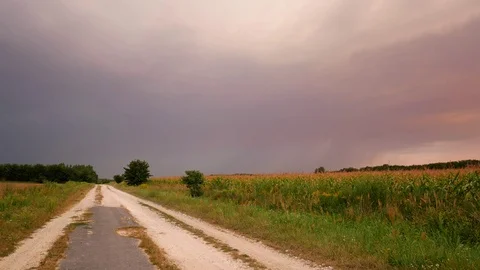Old road before storm Stock Footage 78707213