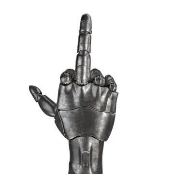 The old robot arm is scratched. 3d rendering. On a white background Stock Illustration