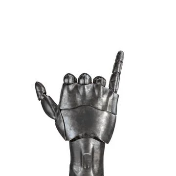 The old robot arm is scratched. 3d rendering. On a white background Stock Illustration