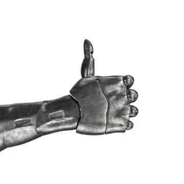 The old robot arm is scratched. 3d rendering. On a white background Stock Illustration
