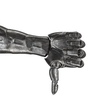 The old robot arm is scratched. 3d rendering. On a white background Stock Illustration