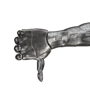 The old robot arm is scratched. 3d rendering. On a white background Stock Illustration