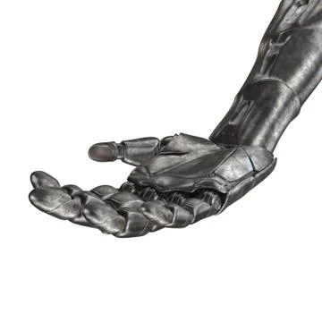 The old robot arm is scratched. 3d rendering. On a white background Stock Illustration
