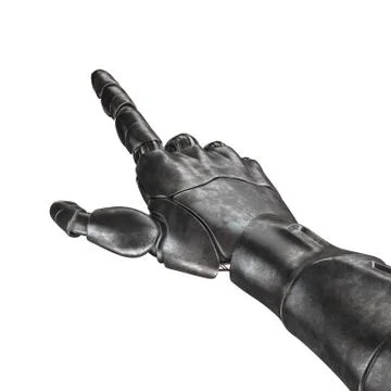 The old robot arm is scratched. 3d rendering. On a white background イラスト素材
