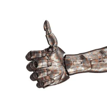 The old robot arm is scratched. 3d rendering. On a white background Stock Illustration