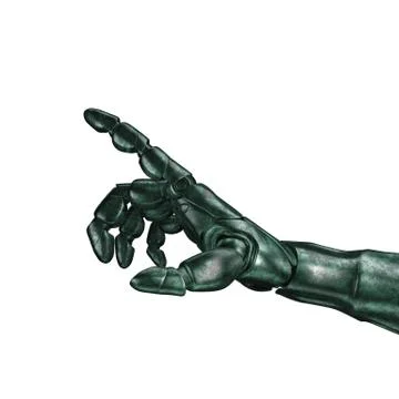 The old robot arm is scratched. 3d rendering. On a white background Stock Illustration