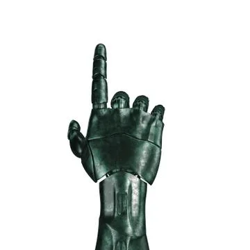 The old robot arm is scratched. 3d rendering. On a white background Stock Illustration