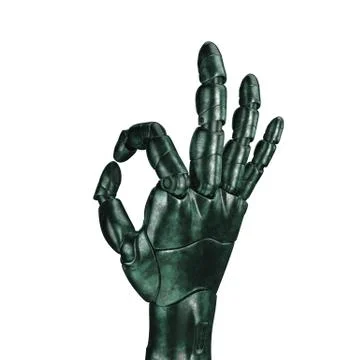 The old robot arm is scratched. 3d rendering. On a white background Stock Illustration