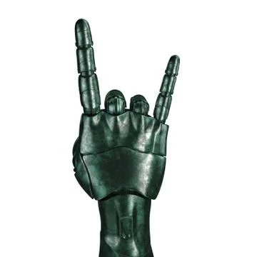 The old robot arm is scratched. 3d rendering. On a white background Stock Illustration