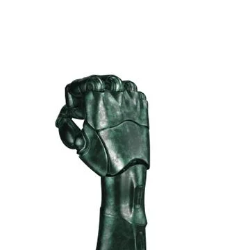 The old robot arm is scratched. 3d rendering. On a white background Stock Illustration