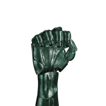 The old robot arm is scratched. 3d rendering. On a white background Stock Illustration