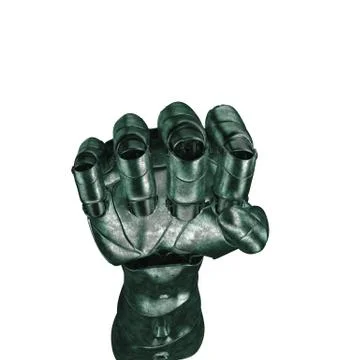 The old robot arm is scratched. 3d rendering. On a white background Stock Illustration