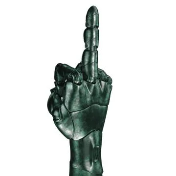 The old robot arm is scratched. 3d rendering. On a white background Stock Illustration
